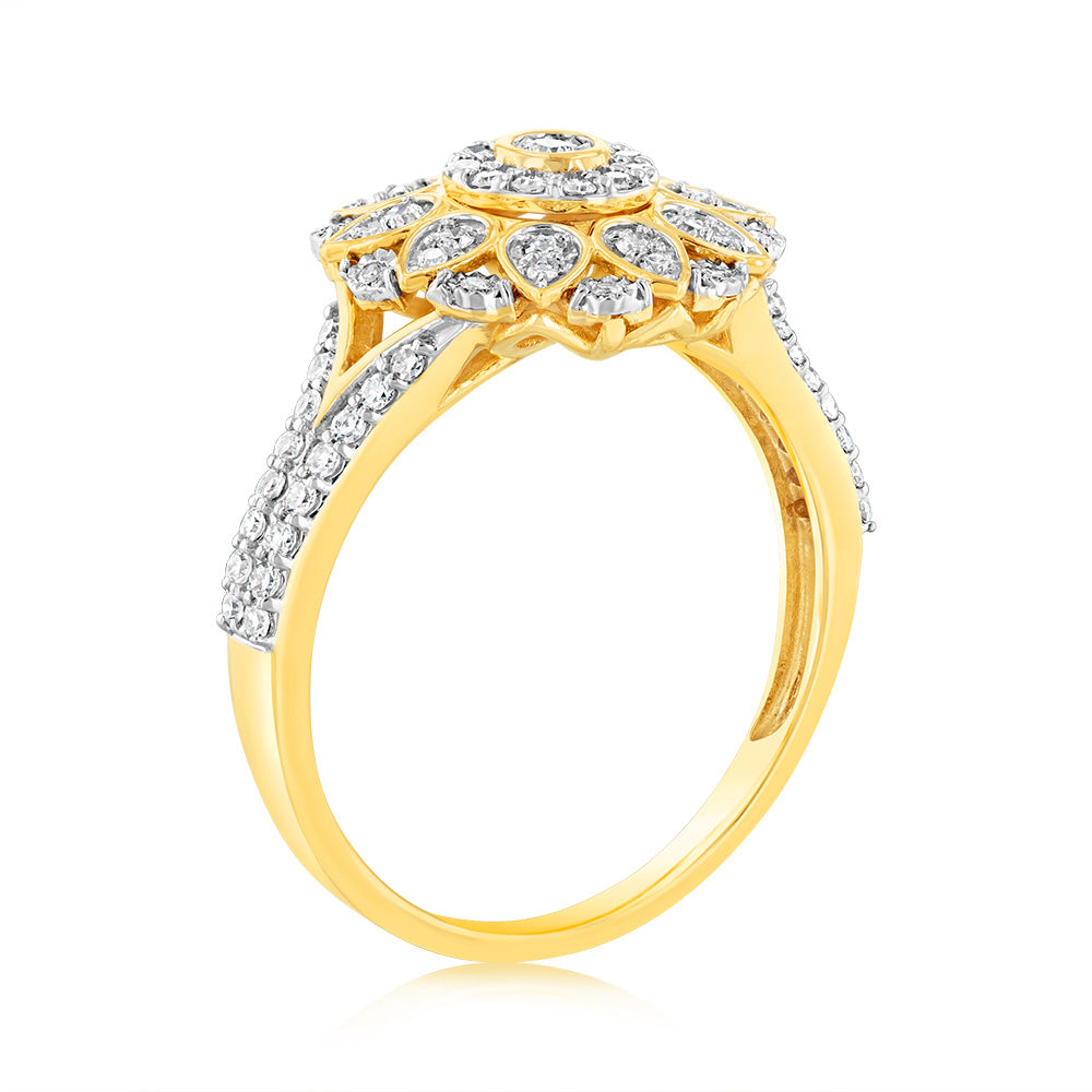Half - Carat Luminescent Lab - Grown Diamond Ring Set in 9ct Yellow Gold