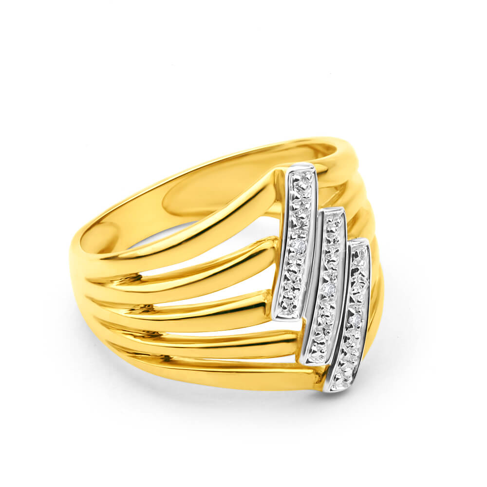 Stunning 9ct Yellow Gold Bar-Style Diamond Engagement Ring for Women