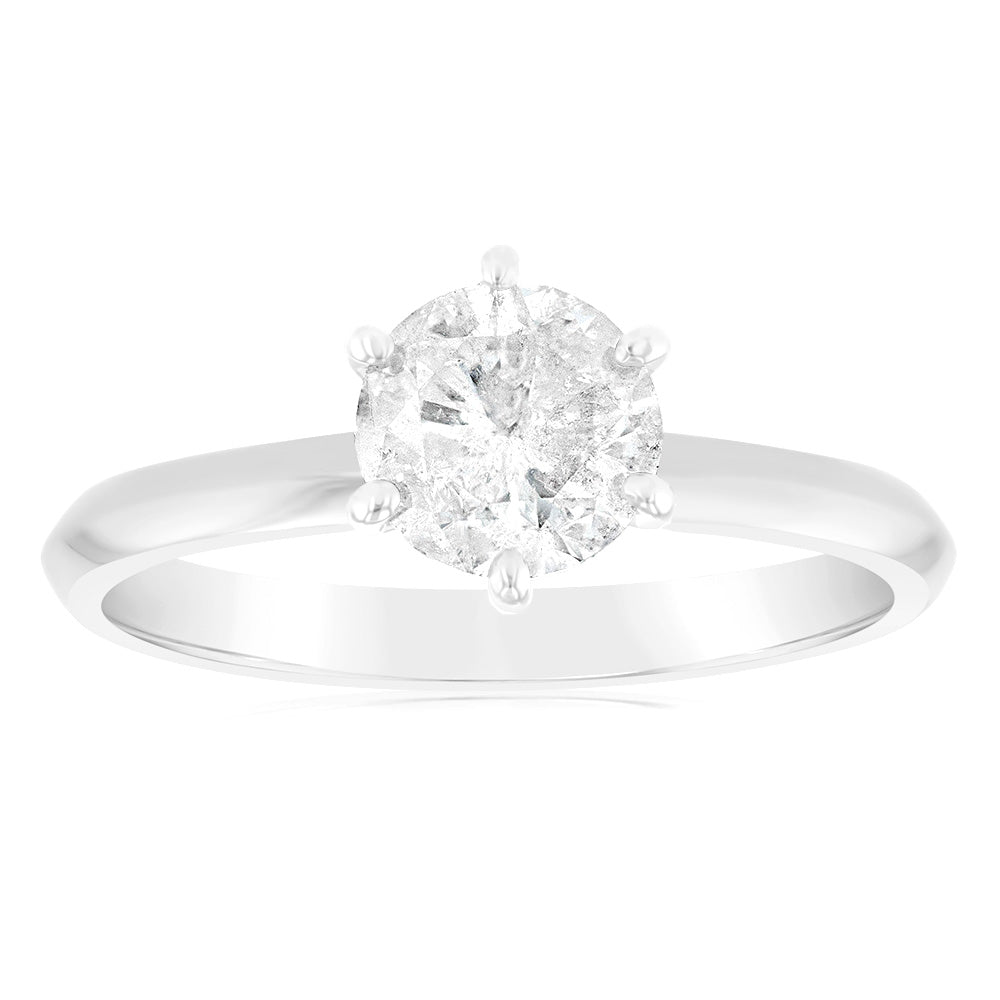 Exquisite 14ct White Gold Solitaire Ring Featuring a 1.00 Carat HJ P1/3 Diamond