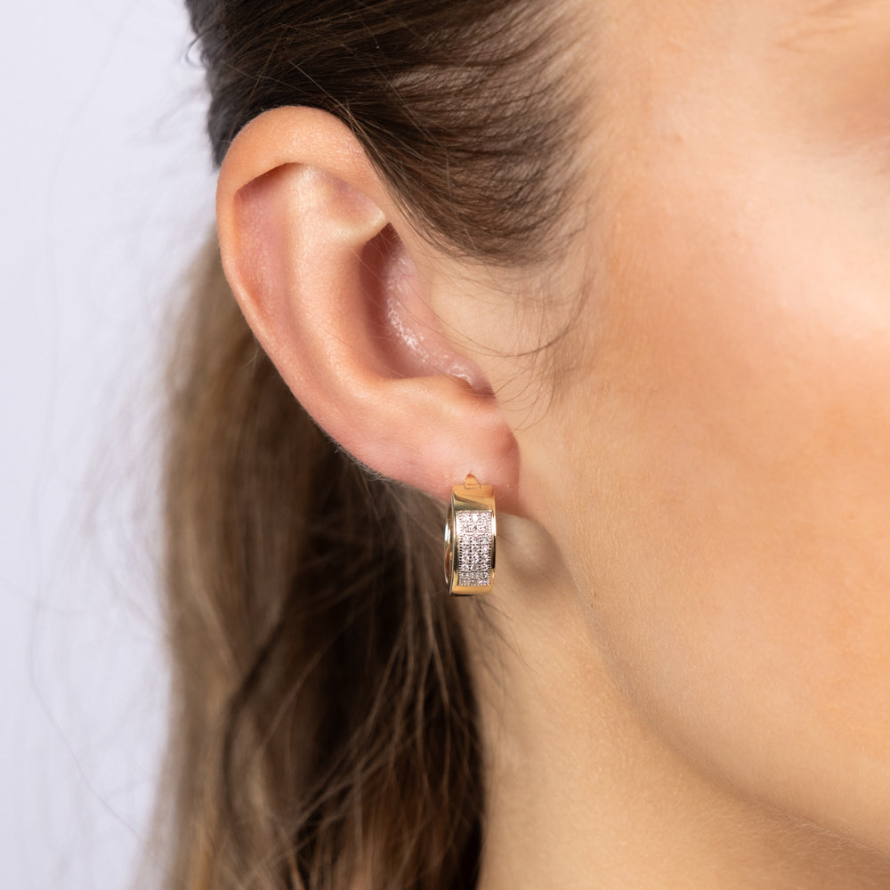 9ct Yellow Gold Hoop Earrings with 1/6 Carat Luminescent Lab - Grown Diamonds
