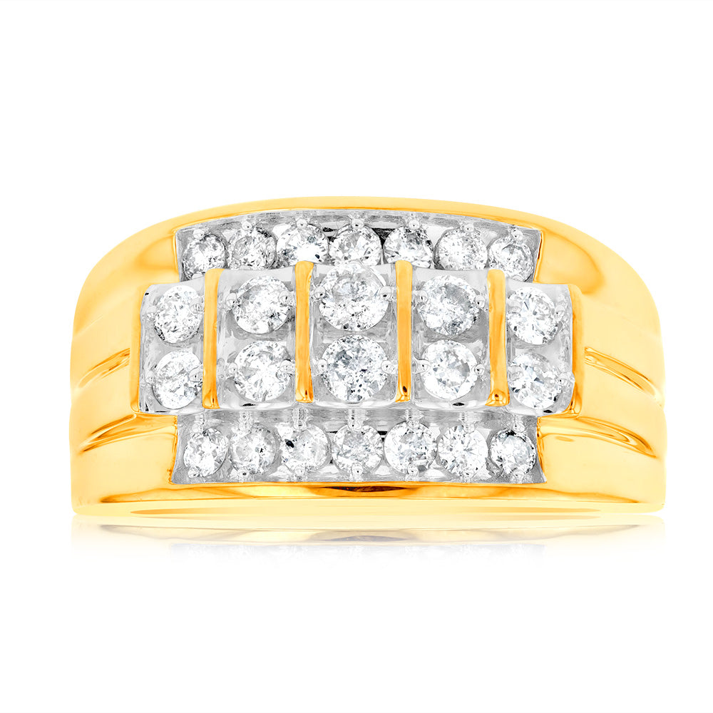 1 Carat Diamond Men's Engagement Ring Crafted in 10ct Yellow Gold for Elegant Gentlemen
