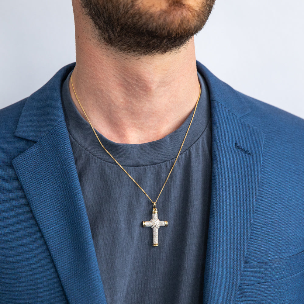 Exquisite 9ct Yellow Gold Diamond Cross Pendant with 1/4 Carat Diamonds