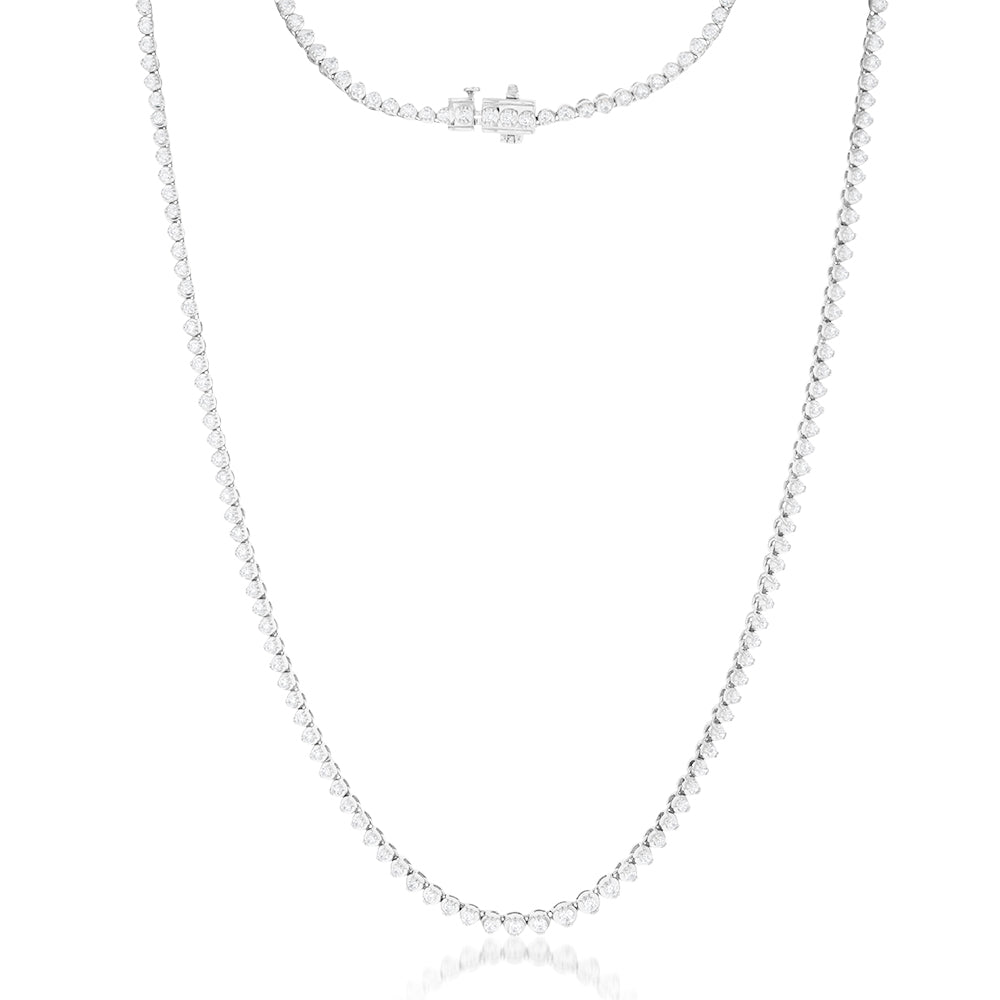 Stunning 14ct White Gold Diamond Necklace - 3 Carats of Brilliance with 157 Sparkling Diamonds, 43cm Length