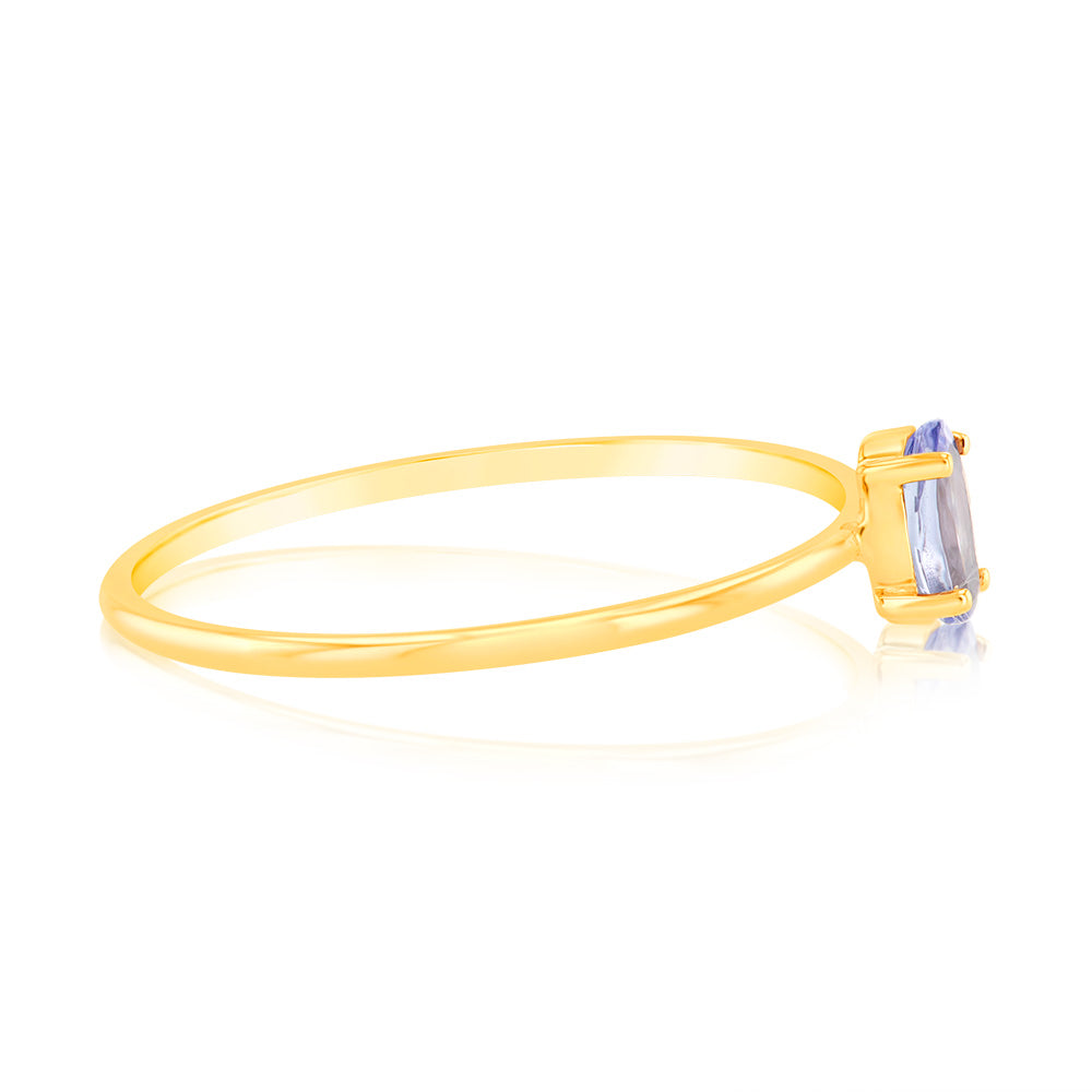 Stunning 9ct Yellow Gold Jewelry Featuring a Single 5x3mm Oval Tanzanite Gemstone