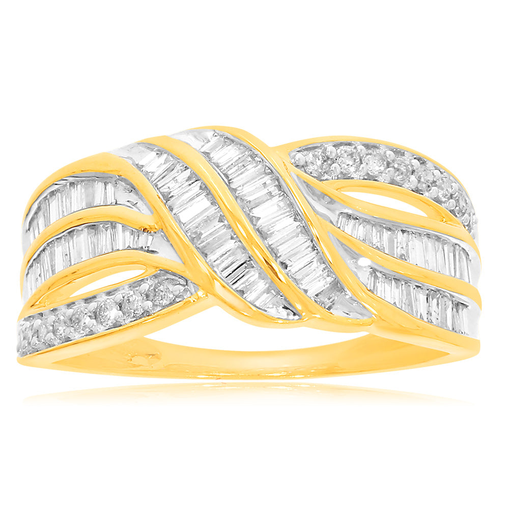 Stunning 9ct Yellow Gold Ring with 1/2 Carat Sparkling Diamonds