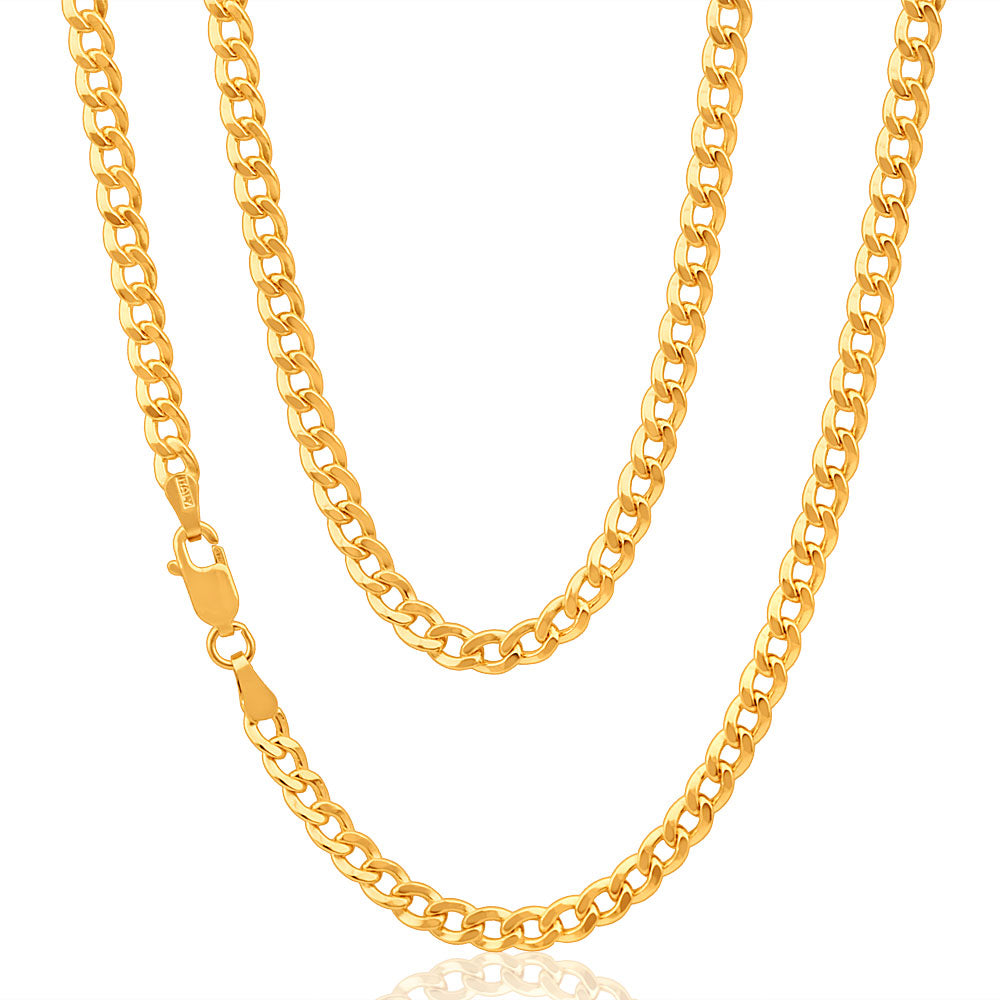 45cm 9ct Yellow Gold Copper-Filled 100 Gauge Curb Chain