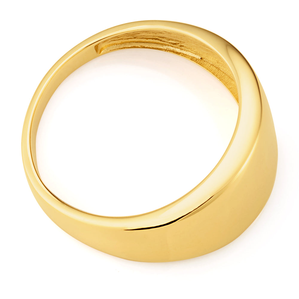 Stunning 9ct Yellow Gold High - Polish Tapered Wide - Band Ring