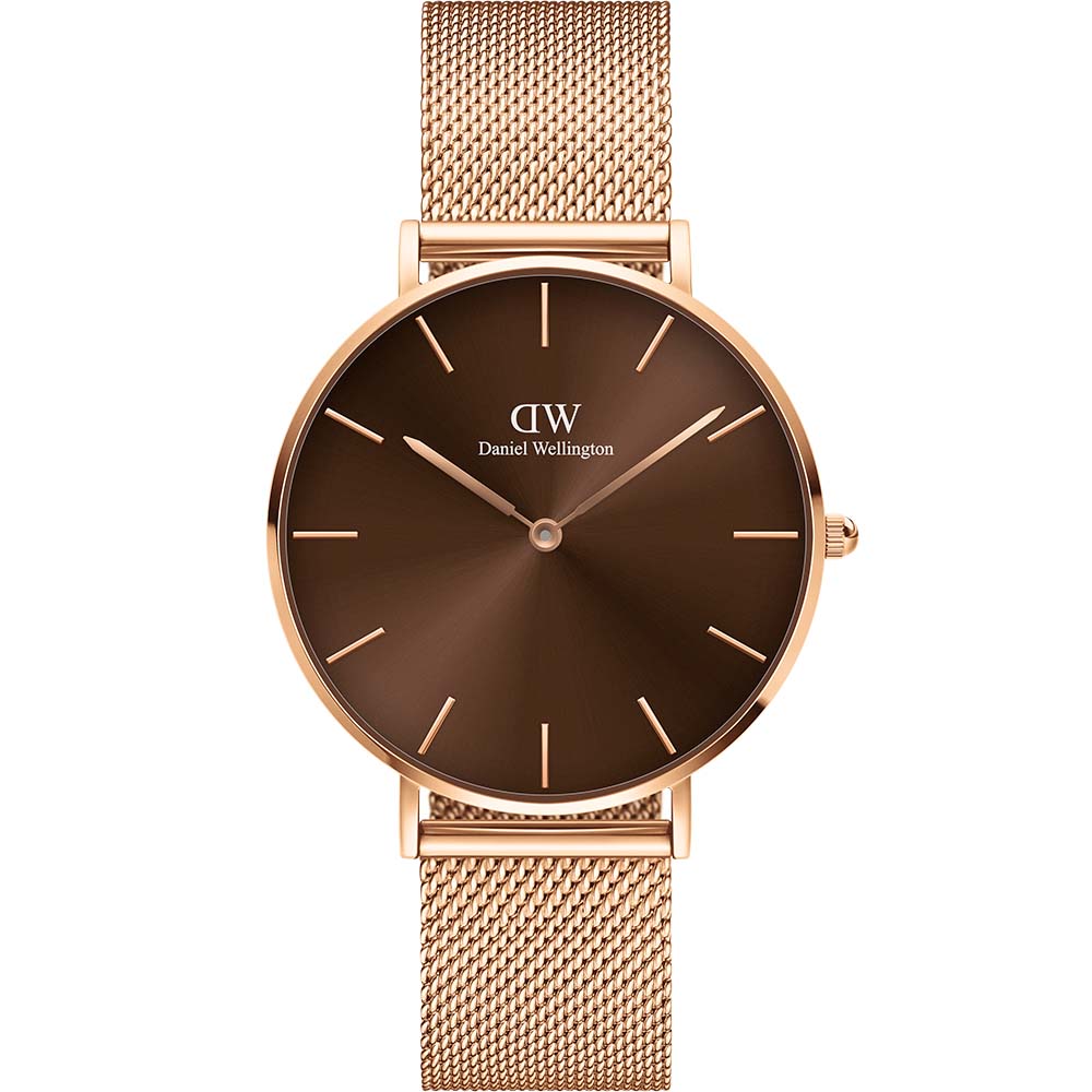 Daniel Wellington DW00100478 Petite Rose-Gold Mesh Watch in Amber Tone