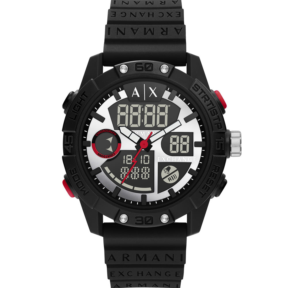 Armani Exchange D-Bolt AX2960 Quartz Chronograph Watch with Silicone Strap