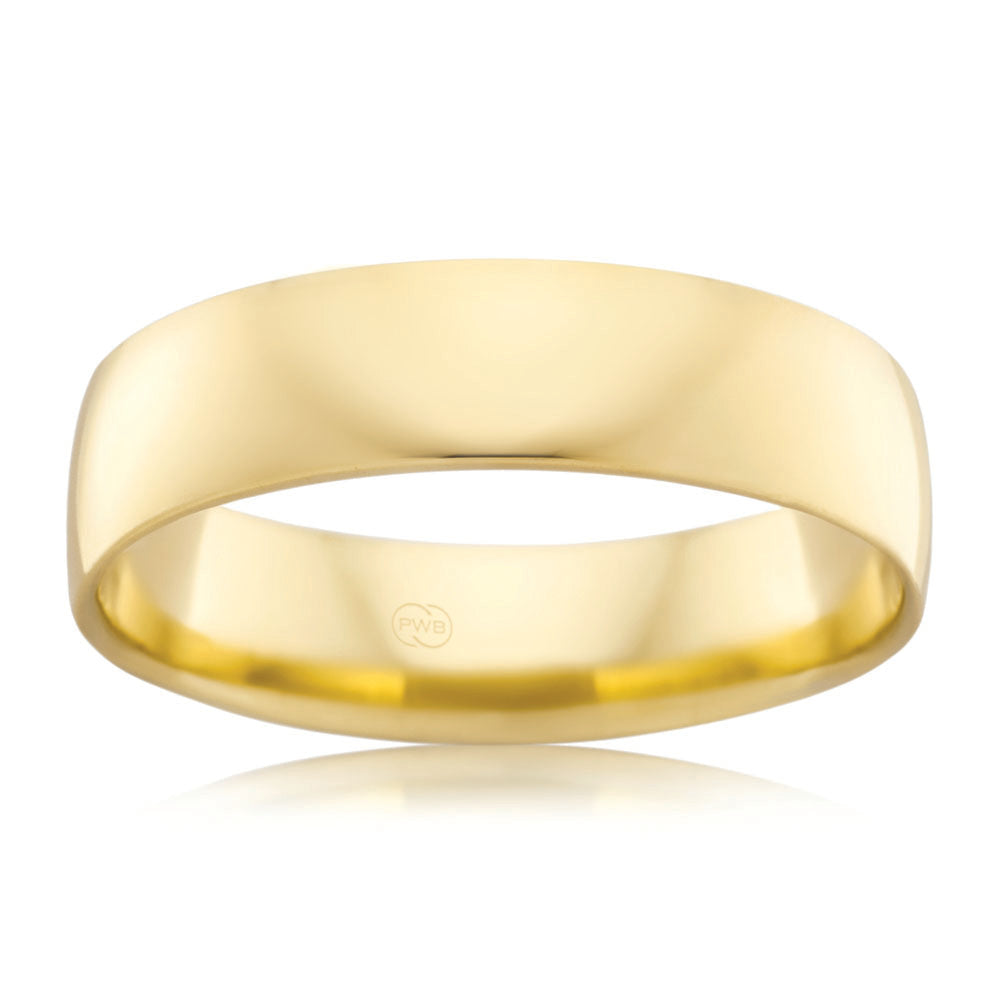 6mm 9ct Yellow Gold Crescent Ring in Size W - Australian Crafted