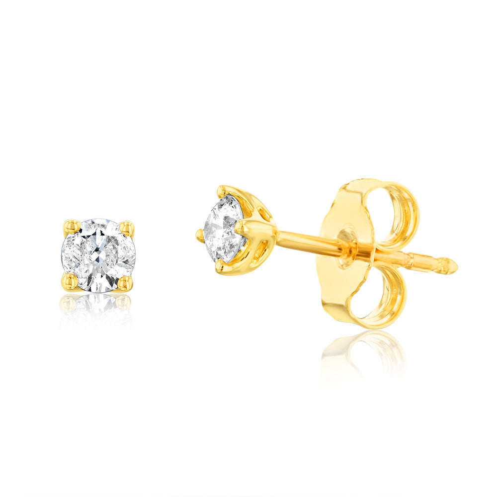 Stunning 9ct Yellow Gold Earrings with 0.30 Carat Diamond Studs