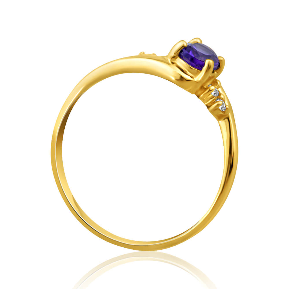 Stunning 9ct Yellow Gold Swirl Ring with Amethyst and Cubic Zirconia