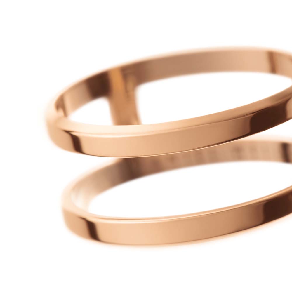 Daniel Wellington Rose Gold Plated Stainless Steel Elan Dual Ring in Size N