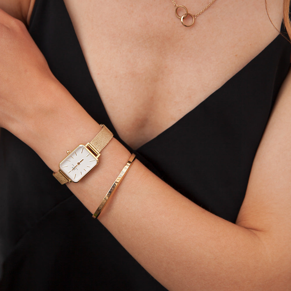 Daniel Wellington DW00100556 Quadro Evergold Women's Square White Watch
