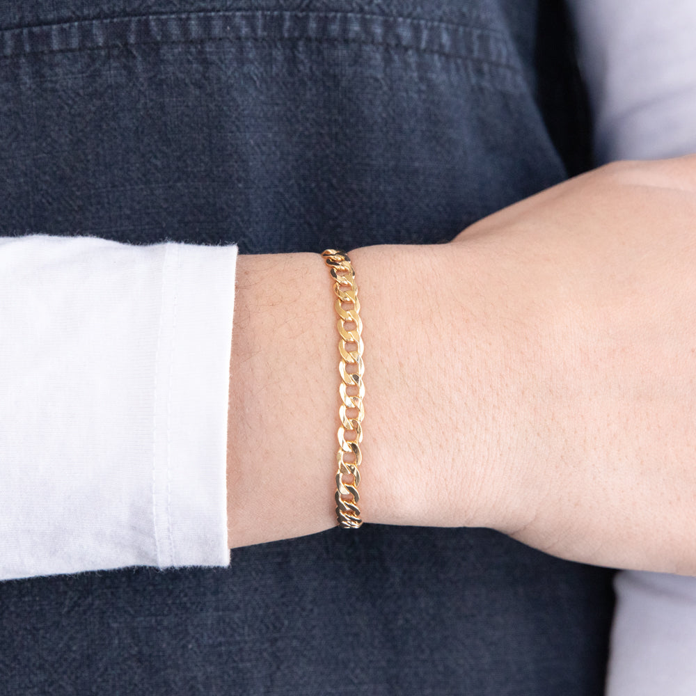 9 Carat Yellow Gold Copper Filled Curb Style Bracelet with 120 Gauge Suitable for Daily Wear
