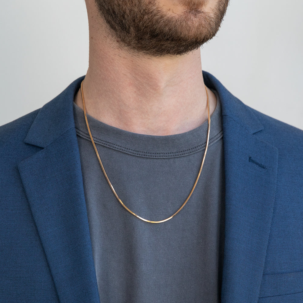 55cm 9ct Yellow Gold Filled Square Snake Chain with Sleek Design