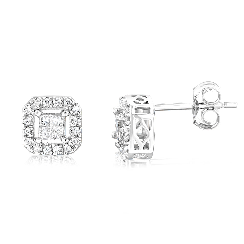 1/4 Carat Sparkling Diamond Stud Earrings Crafted in 10ct White Gold