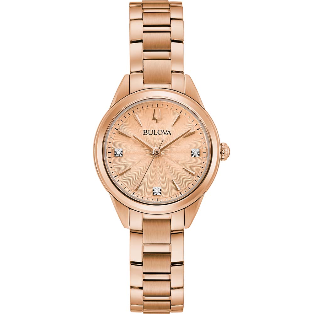 Bulova Women's 97P151 Rose Gold-Tone Diamond Set Watch