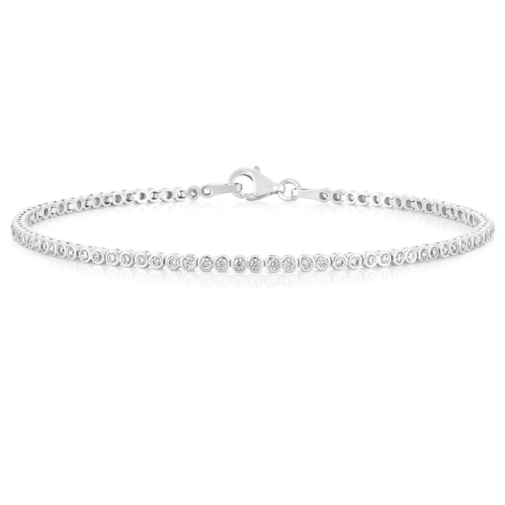 19cm 9ct White Gold Tennis Bracelet with Sparkling Zirconia