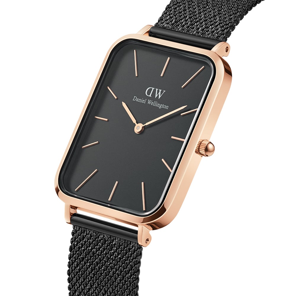 Daniel Wellington Quadro Collection Ashfield Black Pressed Metal Strap Men's/Women's Wristwatch