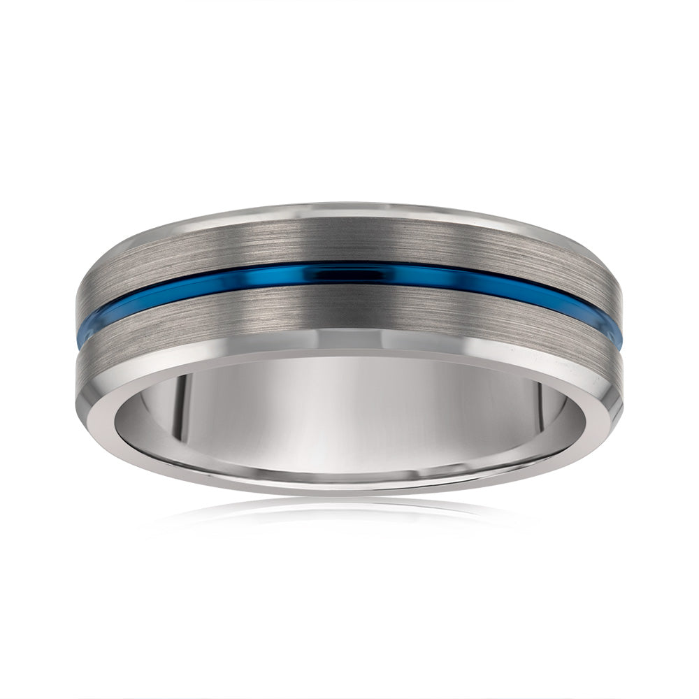 6mm Tungsten Ring with Stunning Blue Stripes