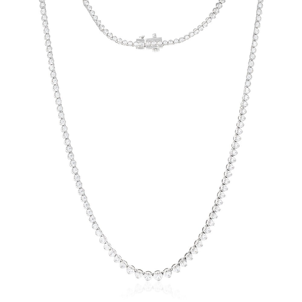 Stunning 14ct White Gold 5-Carat Diamond Necklace with 139 Sparkling Diamonds, 43cm