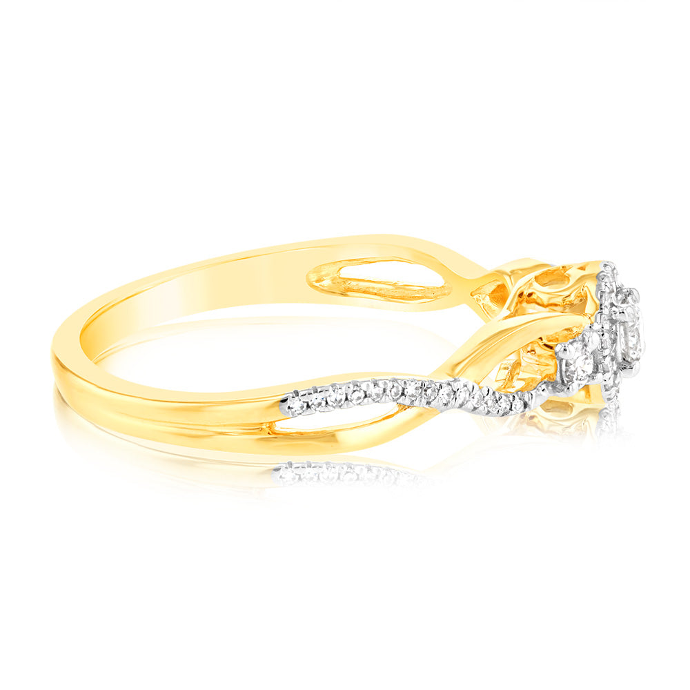 Stunning 1/6 Carat Diamond Ring Crafted in 10ct Yellow Gold
