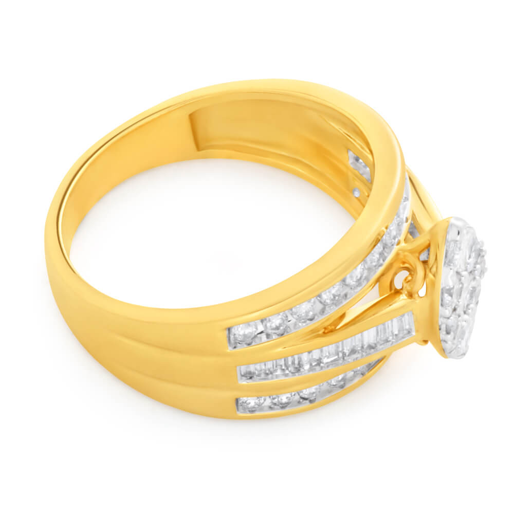 Stunning 9 Carat Yellow Gold 1 Carat Diamond Engagement Ring