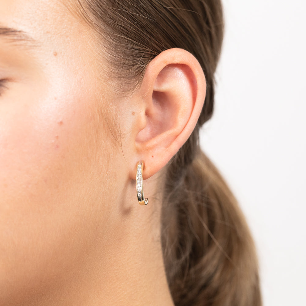 1/4 Carat Luminescent Laboratory - Grown Half Hoop Diamond Earrings Crafted in 9 - carat Yellow Gold (Jewelry for Women)