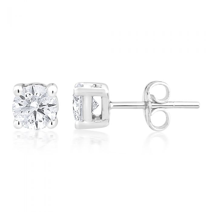 Stylish 9-carat White Gold Half-Carat Diamond Stud Earrings for Daily Wear