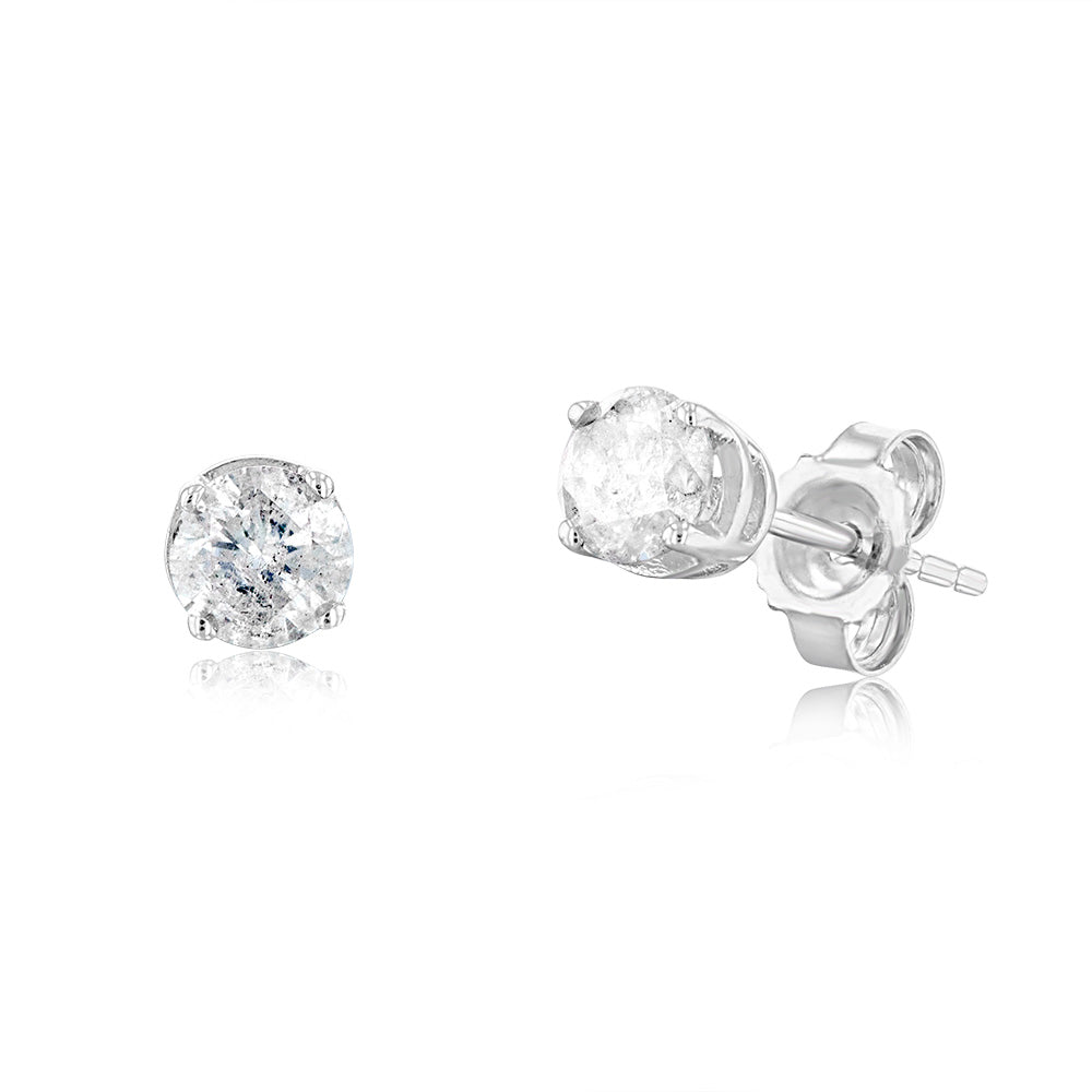 Exquisite 10-Carat White Gold 0.45 Carat Diamond Solitaire Stud Earrings for Women's Jewelry Collection