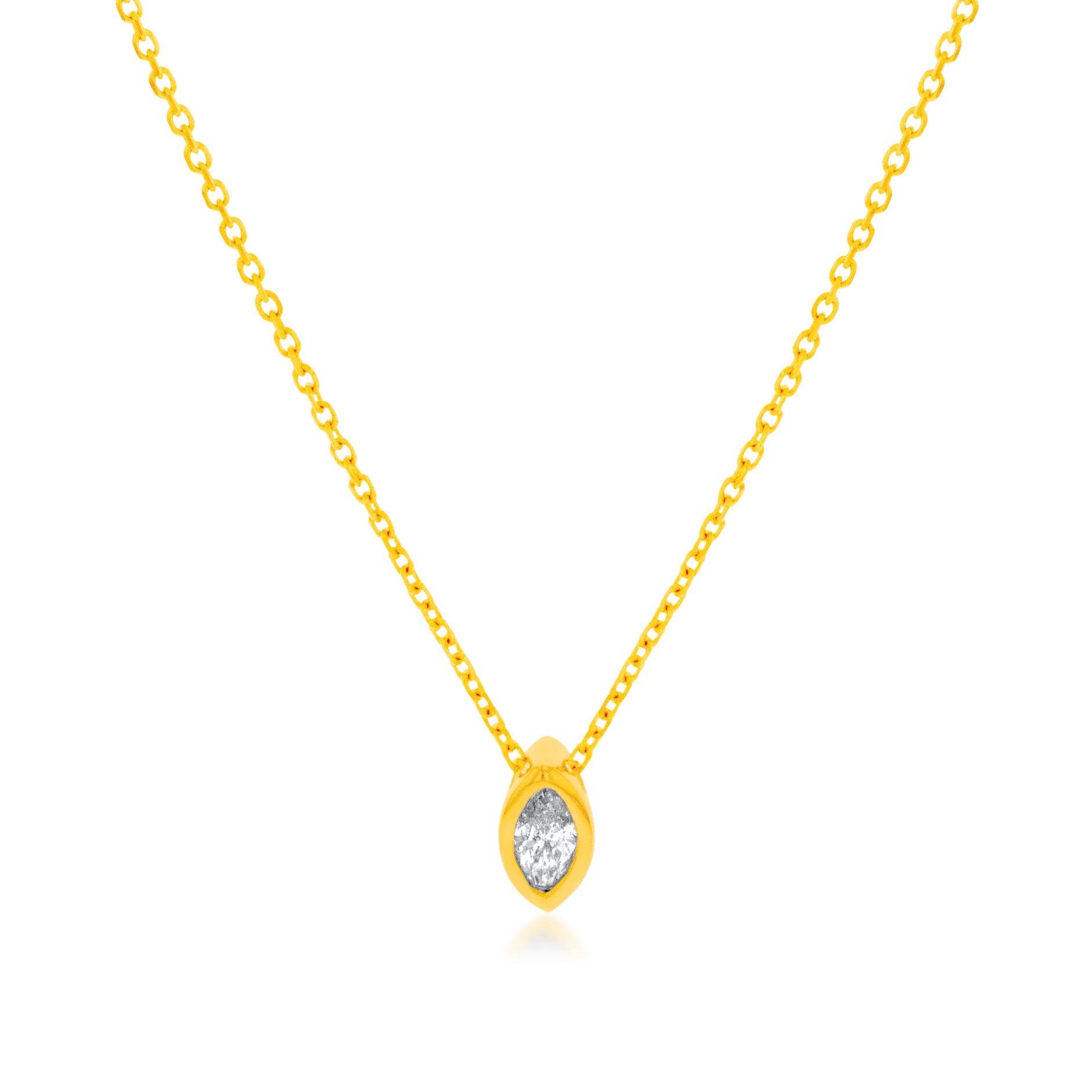 Exquisite 14 Carat Yellow Gold Pendant with 1/10 Carat Diamond, Attached to a 45cm Chain - A Jewelry Gem