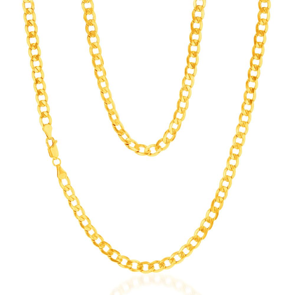60cm 150 Gauge 9 Carat Yellow Gold Copper - Filled Curb Style Jewelry Chain