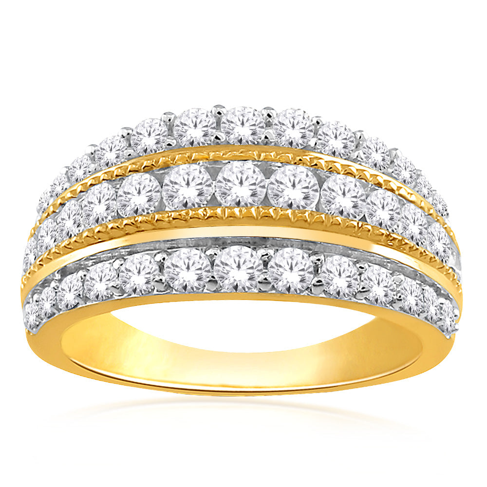 Exquisite 10ct Yellow Gold Dress Ring with 1 Carat Diamond