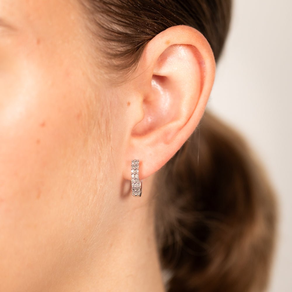 Exquisite 1/3 Carat Diamond Hoop Earrings Crafted in 10ct White Gold