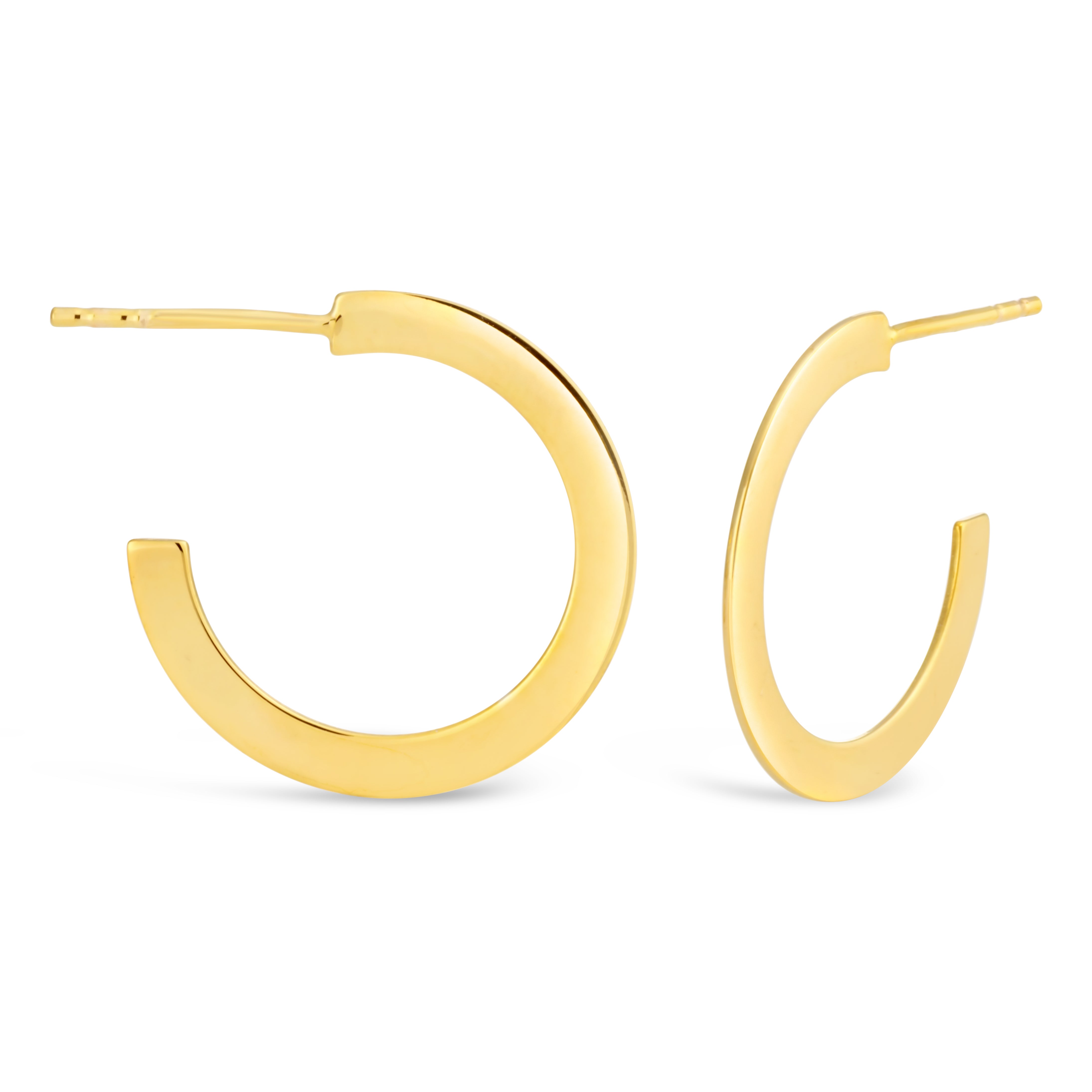 9ct Yellow Gold-plated Half Round Flat Stud Earrings for Women (Fashion Jewelry)