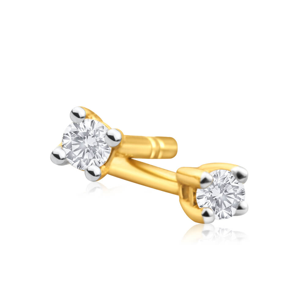 Stunning 9ct Yellow Gold Diamond Stud Earrings for Everyday Elegance