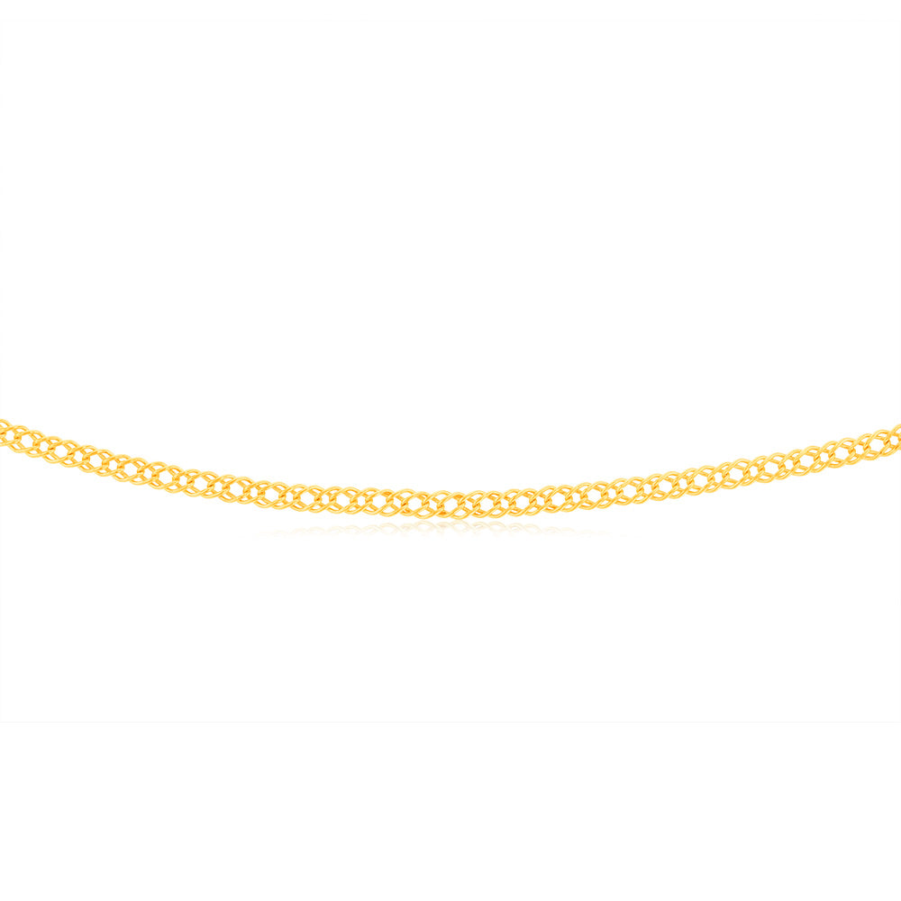 Exquisite 9 Carat Yellow Gold Double Curb Fancy Design Necklace Chain Measuring 50cm
