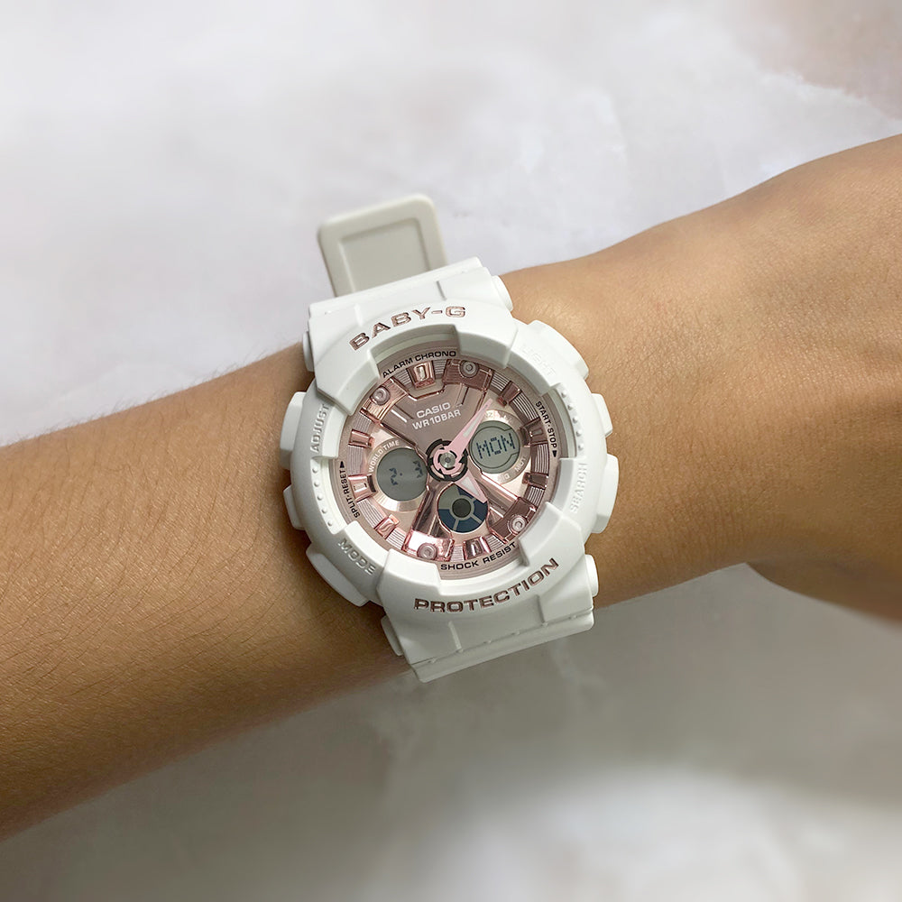 Stylish Baby-G BA-130-7A1DR Watch with Bold Oversized Design