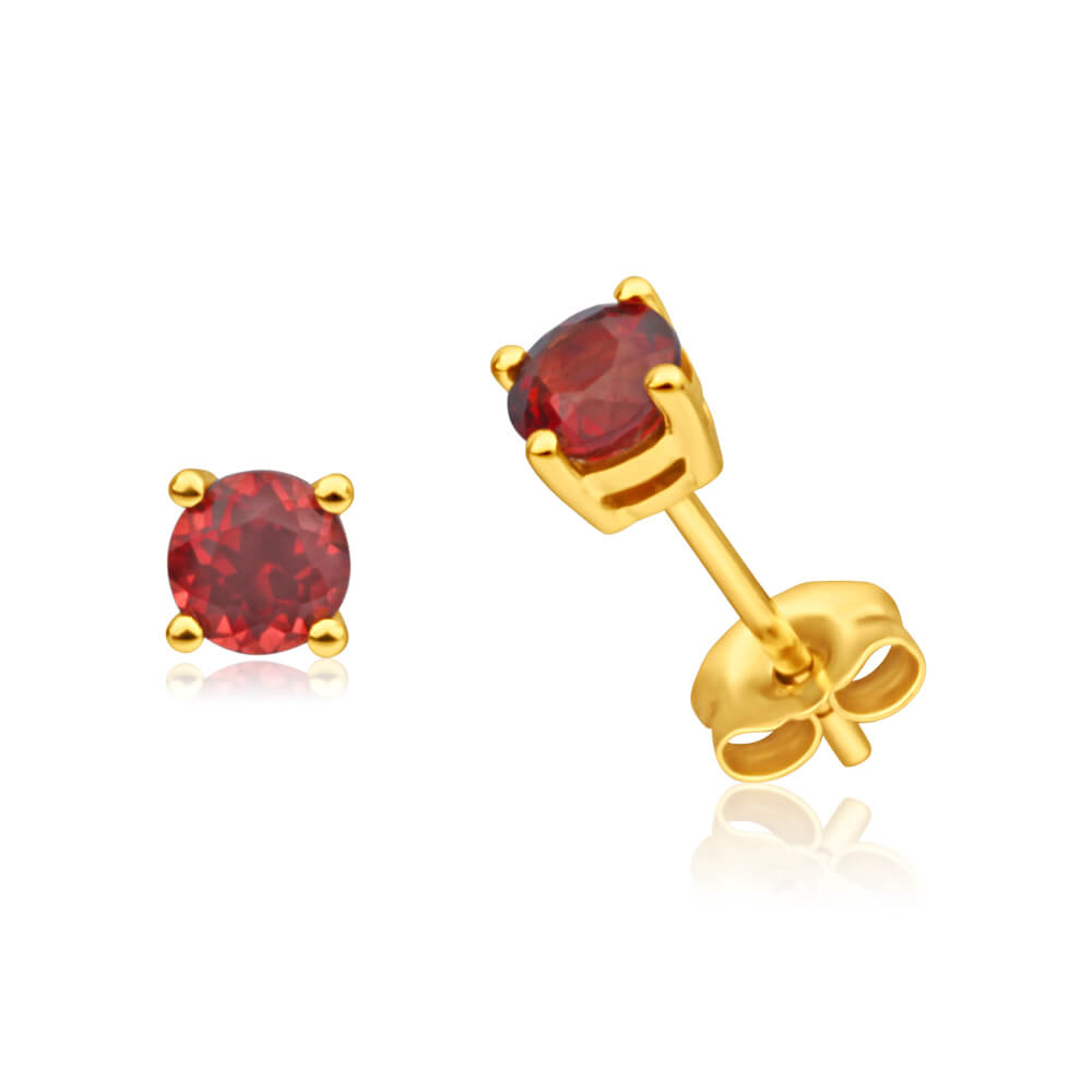 Stunning 9ct Yellow Gold 4mm Garnet Stud Earrings for All Seasons