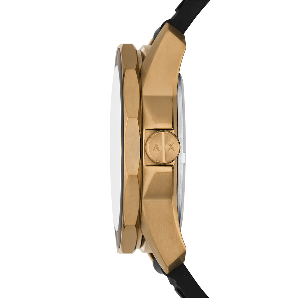 Armani Exchange AX1954 Spencer Gold Stainless Steel Watch with Black Silicone Strap