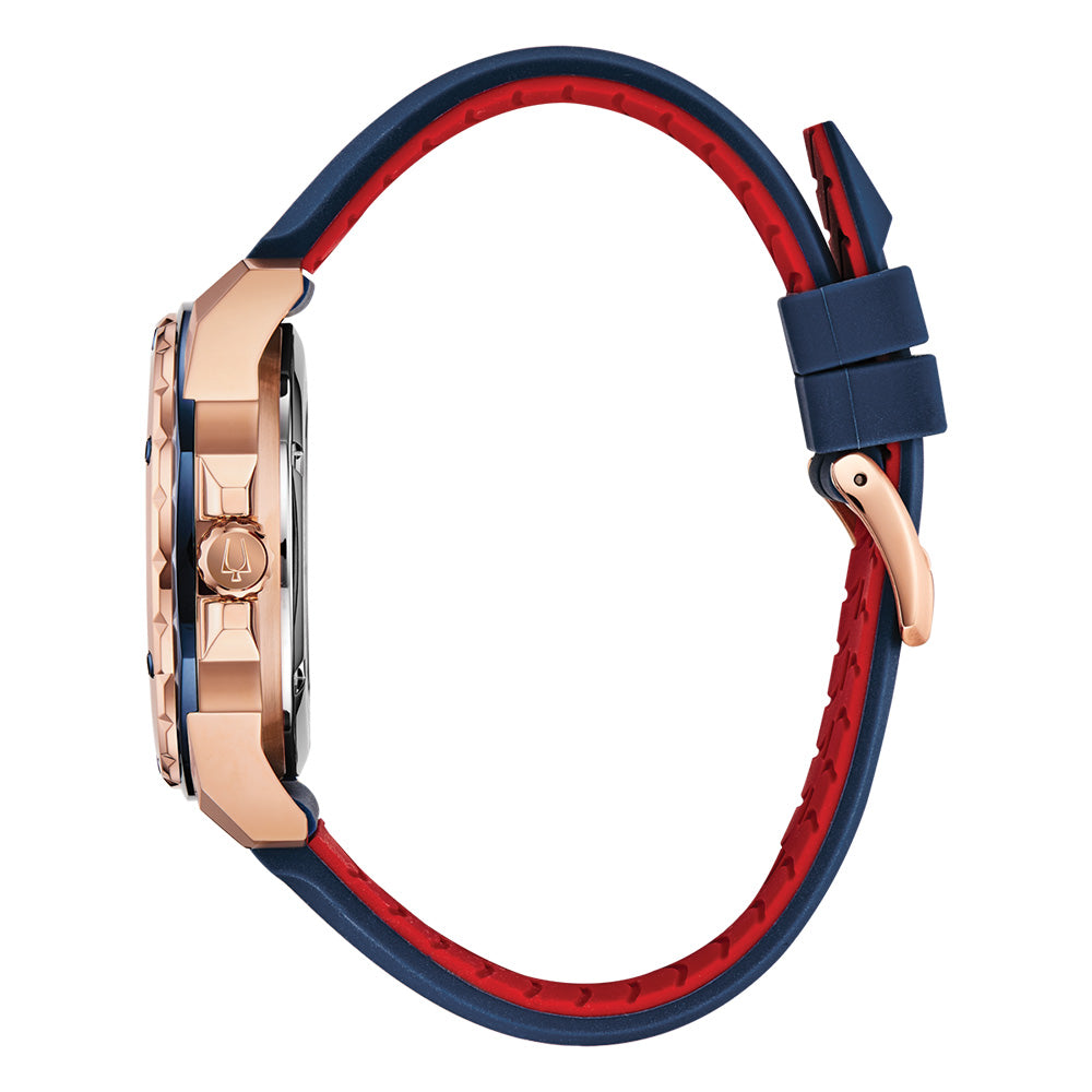 Bulova 98A227 Marine Star: 44mm Rose Gold-Tone Stainless Steel Automatic Watch