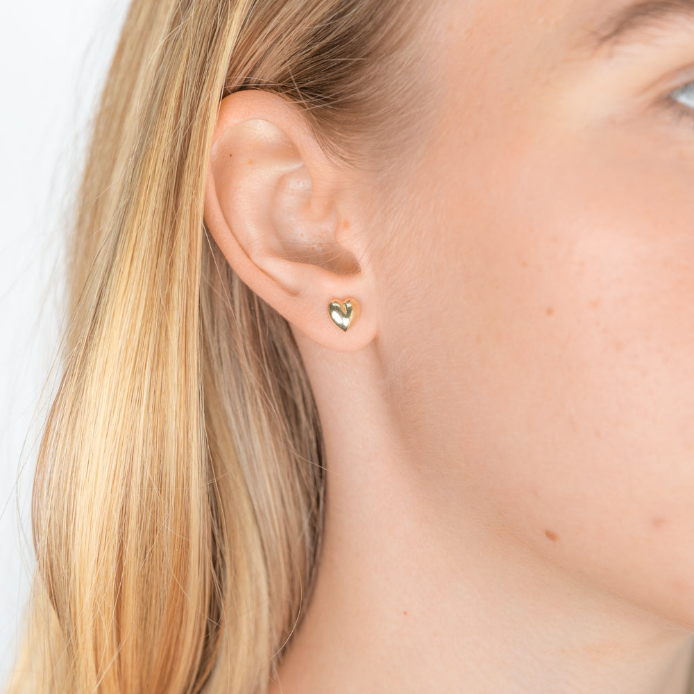 Stylish 9ct Yellow Gold Puffed Heart Stud Earrings for All Occasions