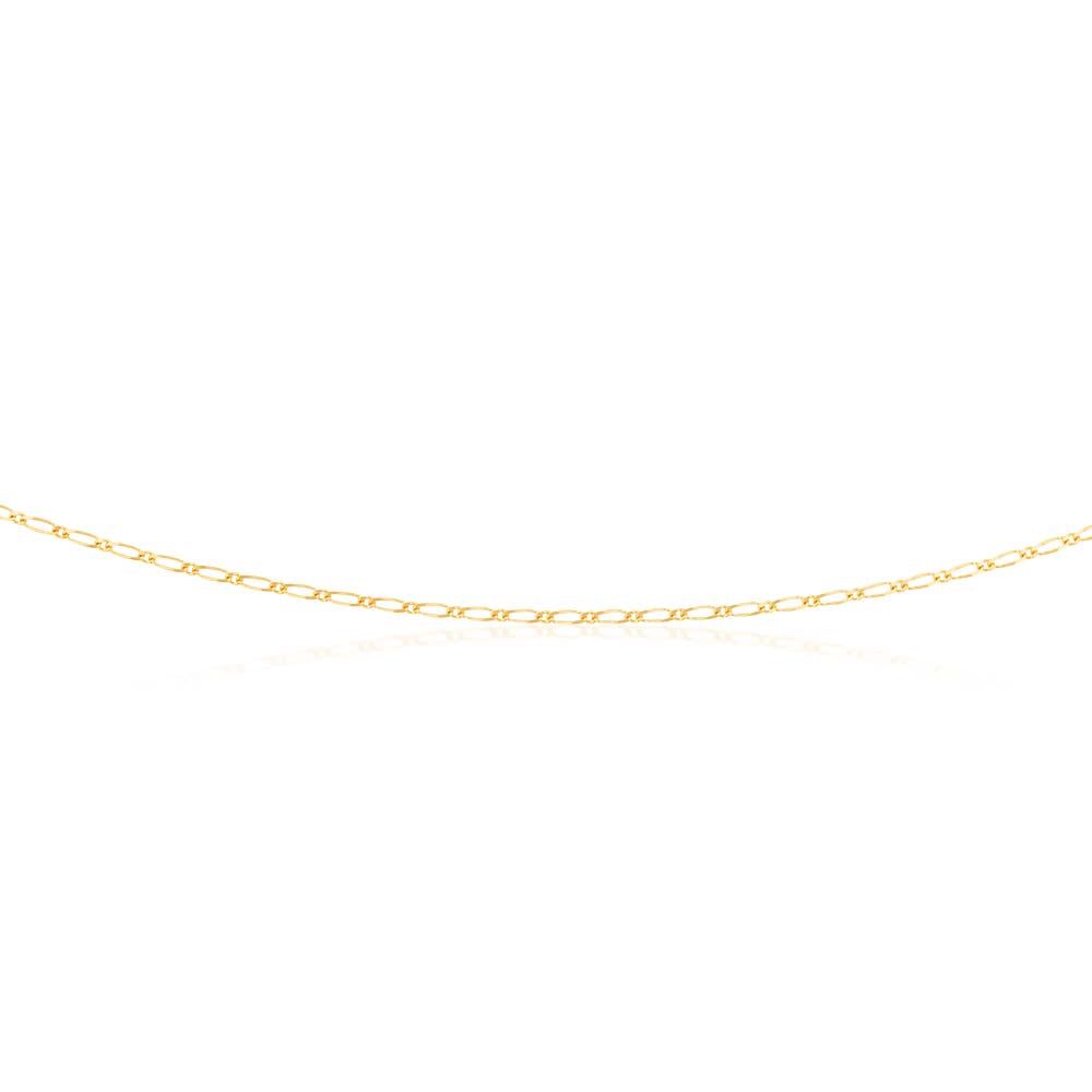 9ct Yellow Gold 40 Gauge 1:1 Figaro Style Necklace Chain Measuring 46cm for Everyday Wear