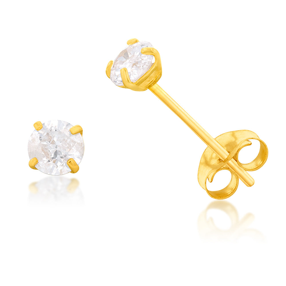 10ct Yellow Gold Stud Earrings with 1/4 Carat Diamonds