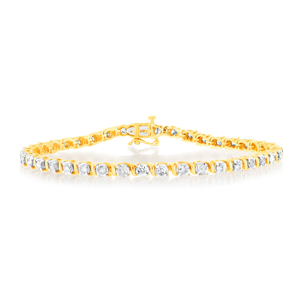 2-Carat Diamond Tennis Bracelet in 10ct Yellow Gold
