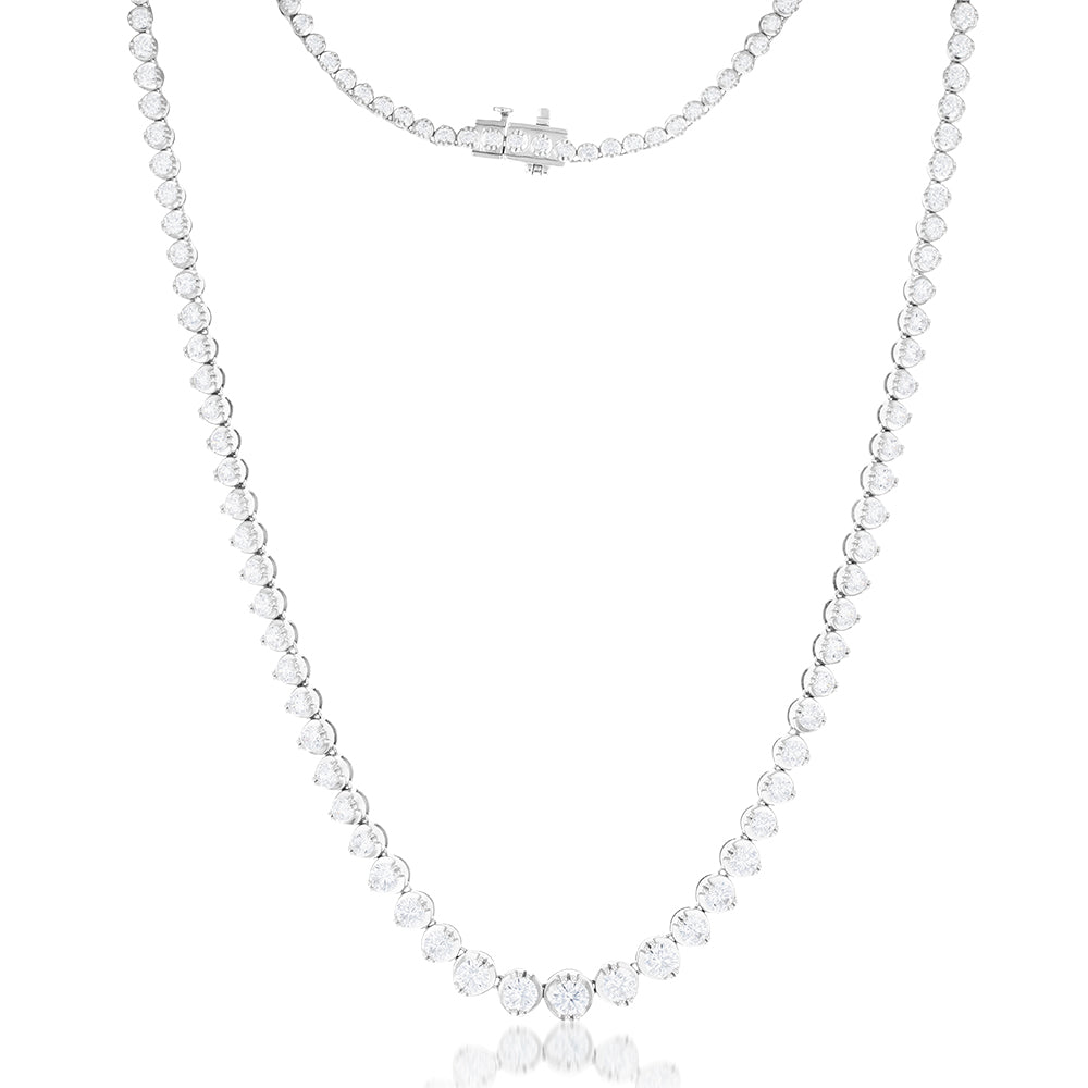 14ct White Gold Necklace with 10-Carat Diamonds, 111 Brilliant Stones, 43cm Long