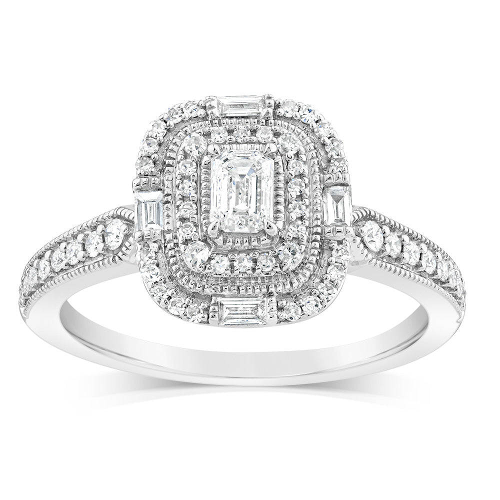 Exquisite 9ct White Gold Ring with 1/2 Carat Brilliantly Cut Natural Diamonds - Jewelry for Special Occasions