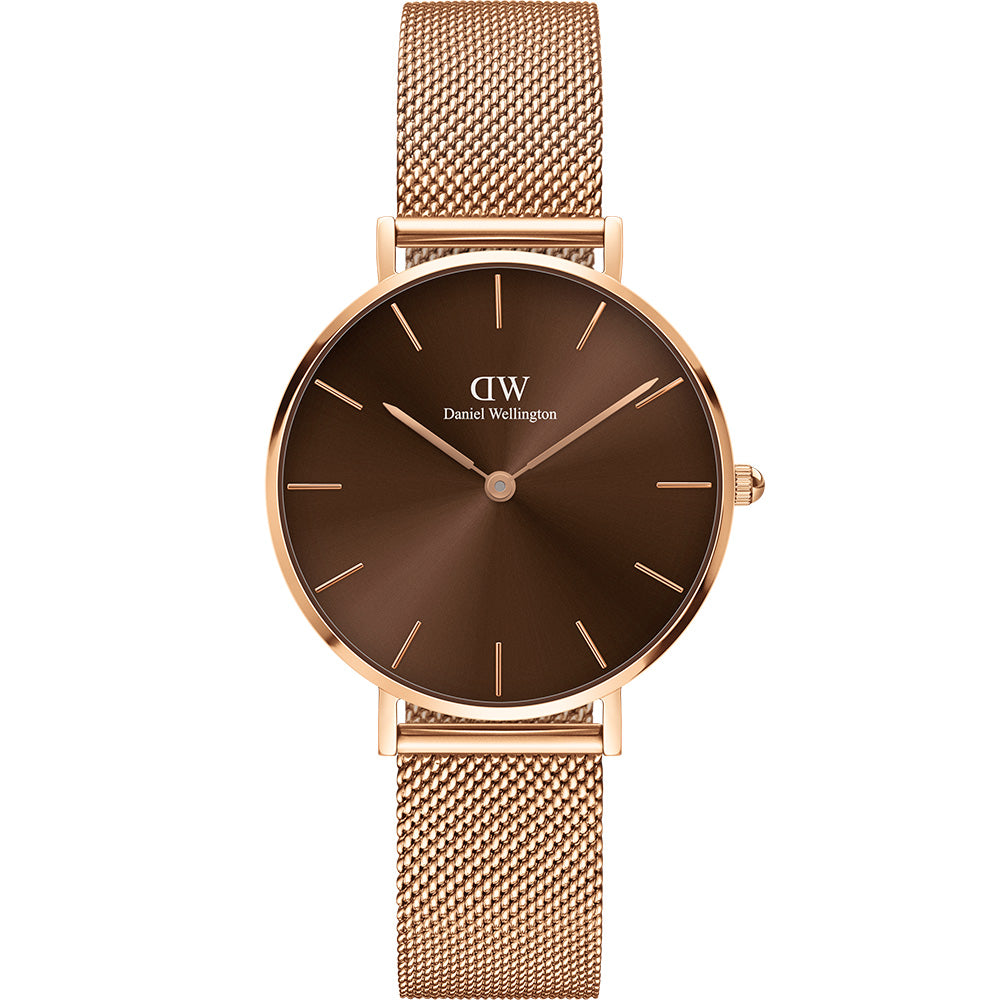 Daniel Wellington Women's Petite Amber Rose DW00100477 Stainless Steel Mesh Wristwatch, 32mm