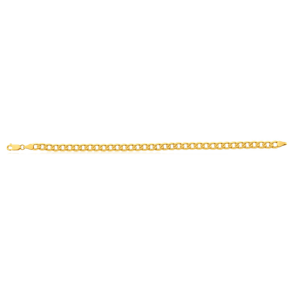 9 Carat Yellow Gold Copper - Filled Curb Bracelet, Ideal for Layering, 21cm Length and 150 Gauge